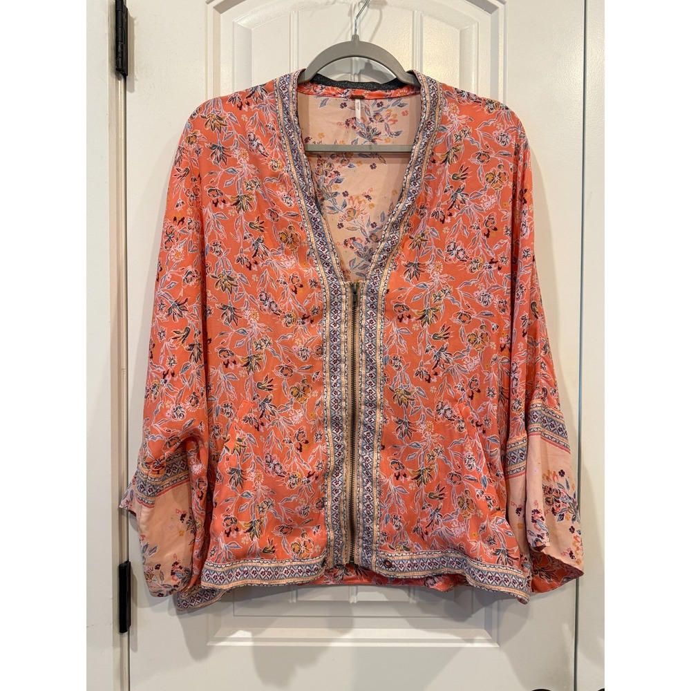 Free People Floral Boho Blouse XS/S Oversized‎ Flowy Kimono Top